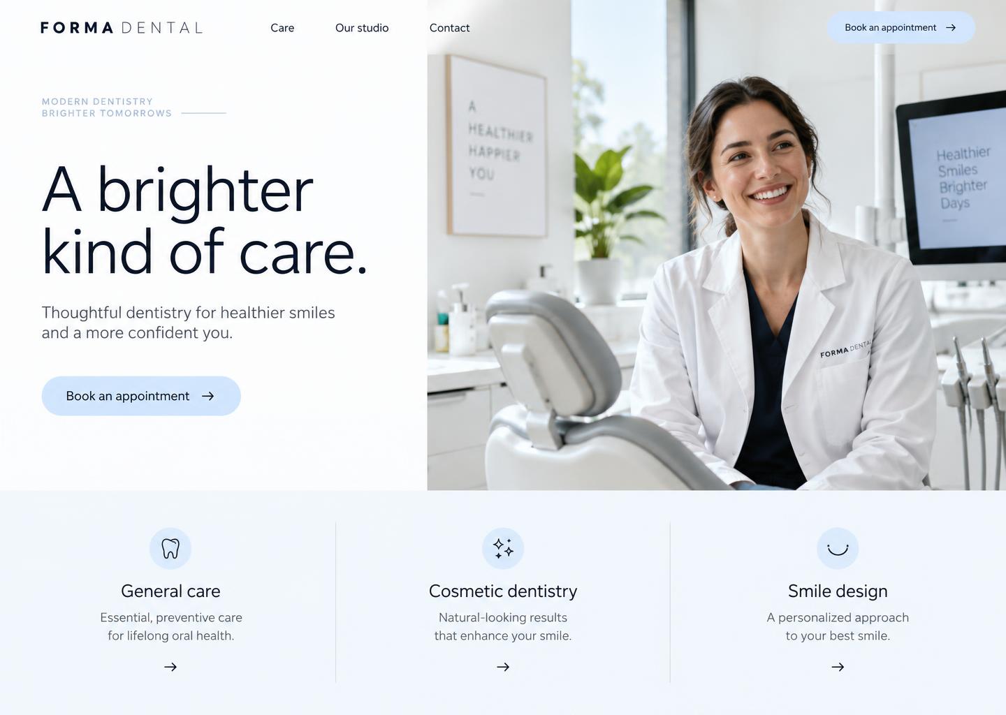 Forma Dental — Calm, appointment-led design, concept website design