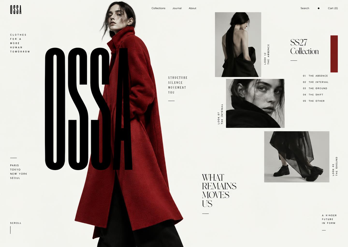 OSSA — Artistic, editorial fashion design, concept website design