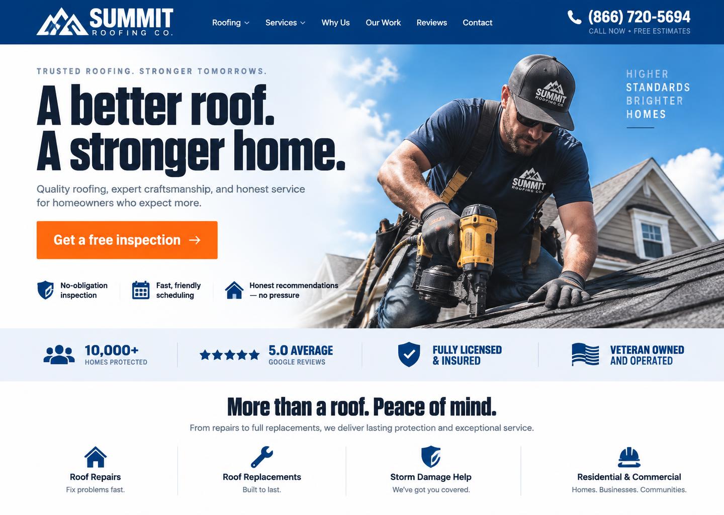 Summit Roofing Co. — Lead-focused website, concept website design